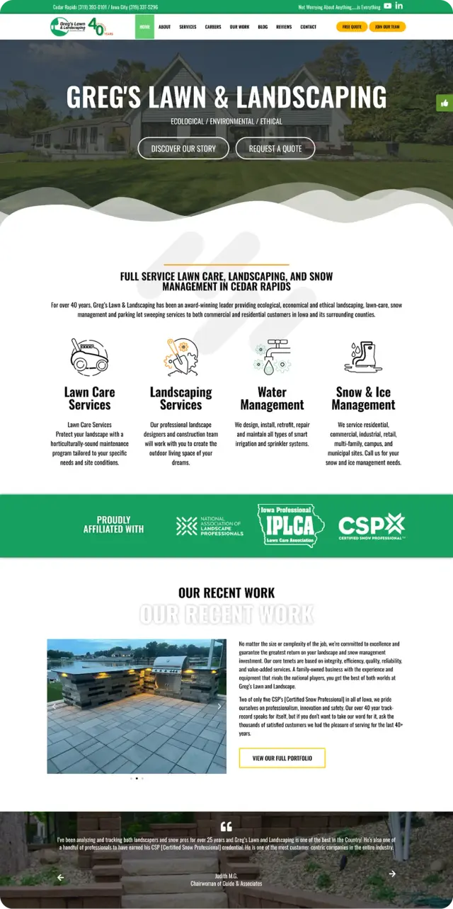 Snapshot of Greg's Website Design made by our team of expert Designers at Esper Creations